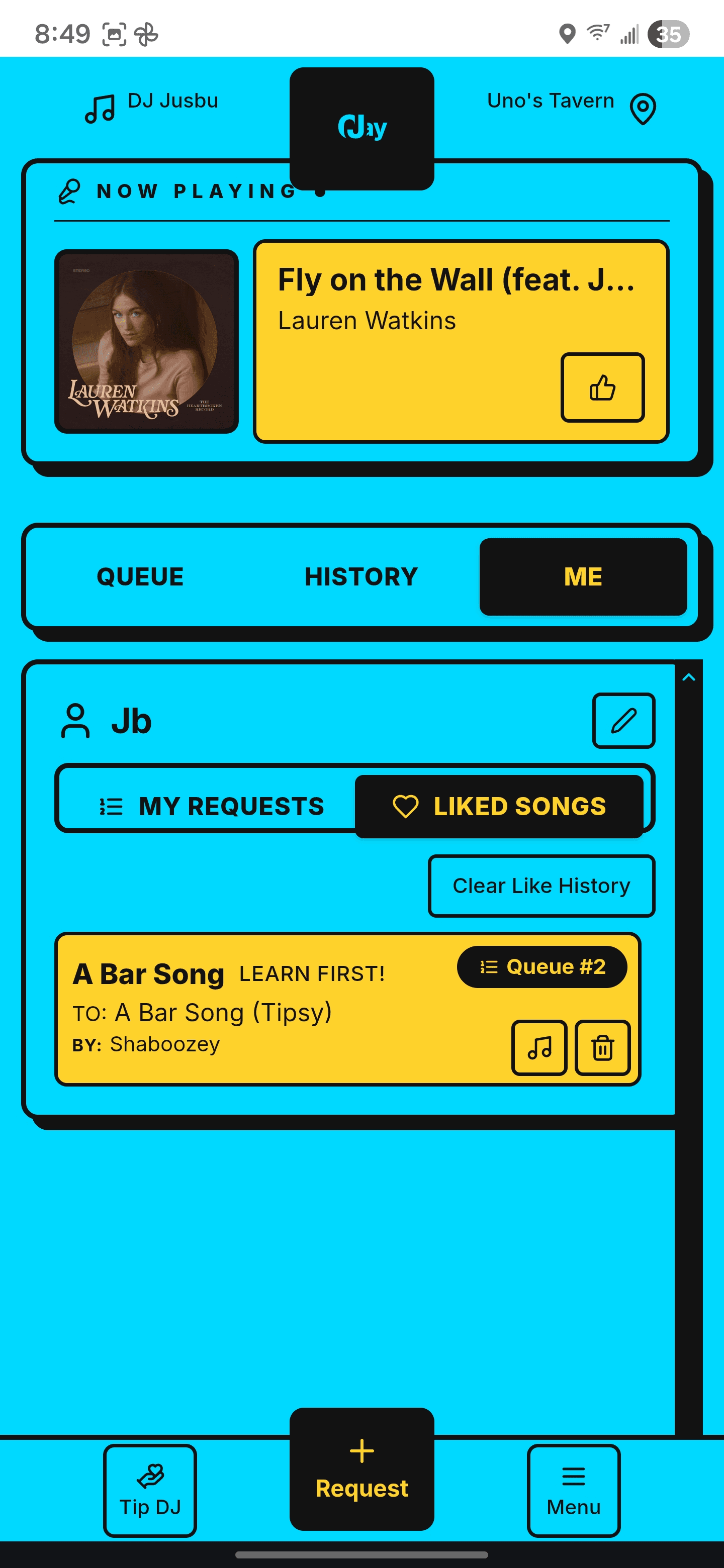 Me Tab Liked Songs