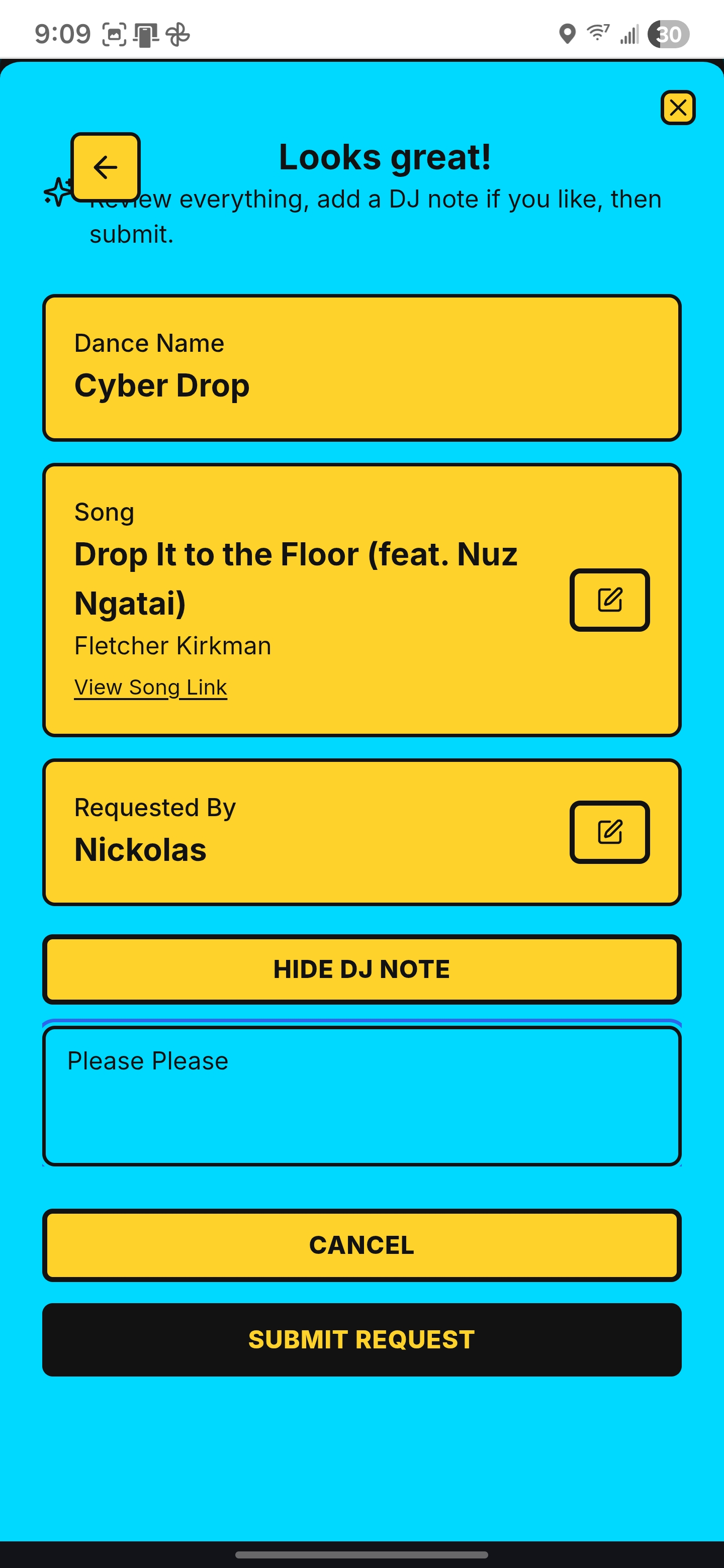 Request Confirm Line Dance