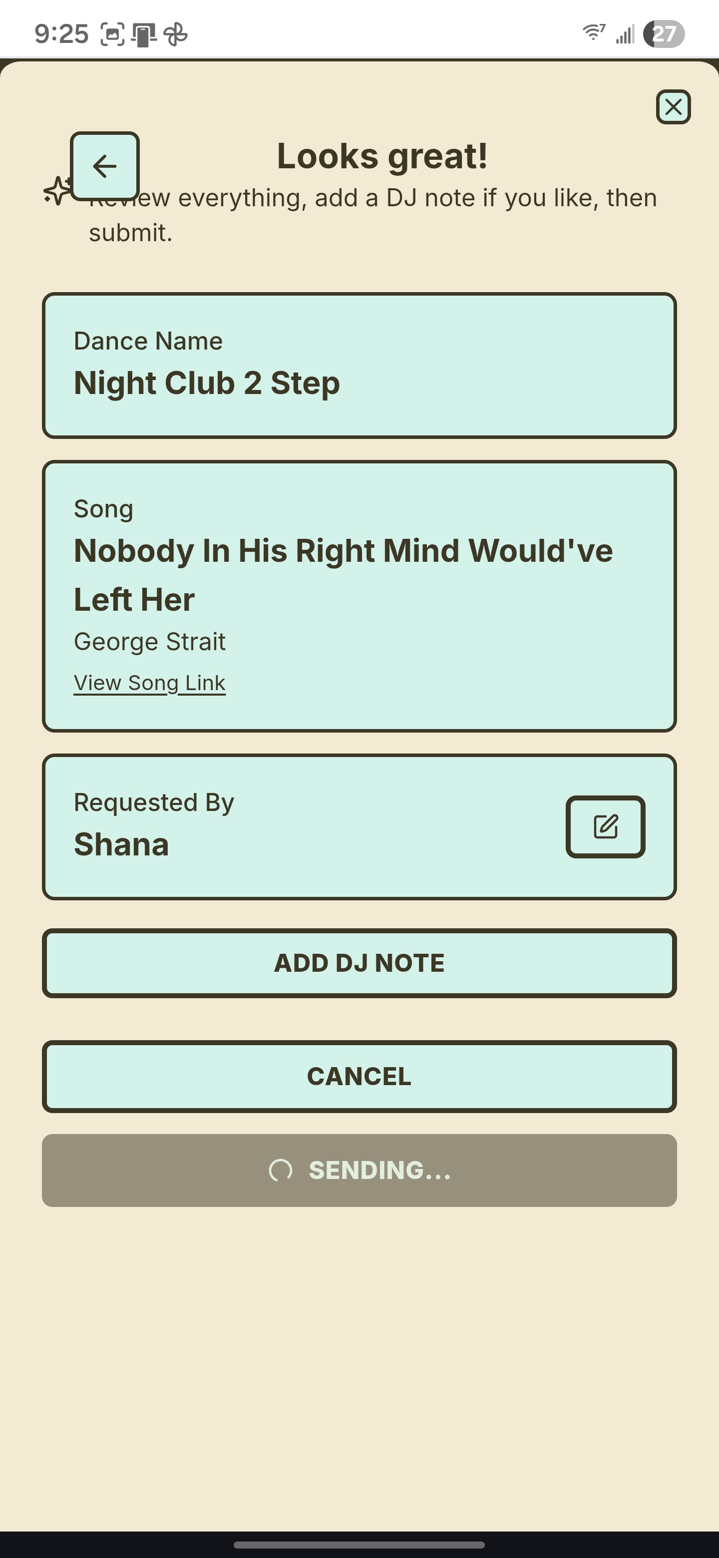 Request Confirm Partner Dance